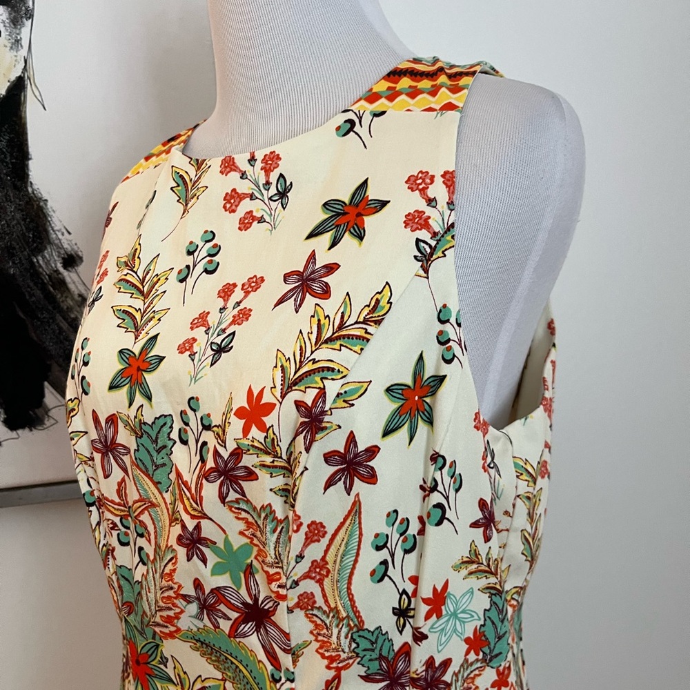 NWT Maggie London Floral Bird Print Sleeveless A-Line Dress Size 10 - Picture 3 of 12